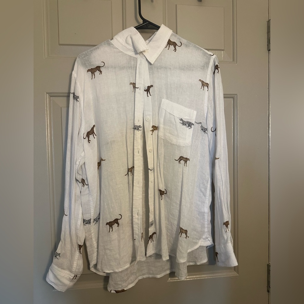 Rails White Shirt with Brown Animal Design